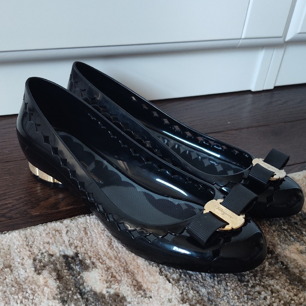 Salvatore Ferragamo Black Ballet Flats